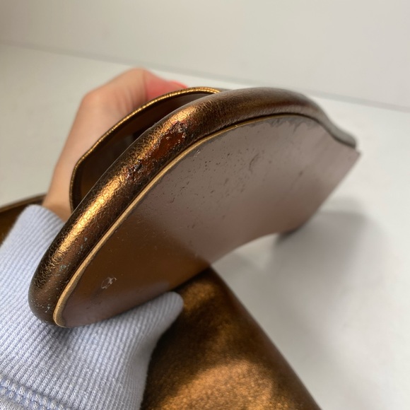 Robert clergerie ezya leather flat sandals metallic brown 36.5 - Picture 8 of 11